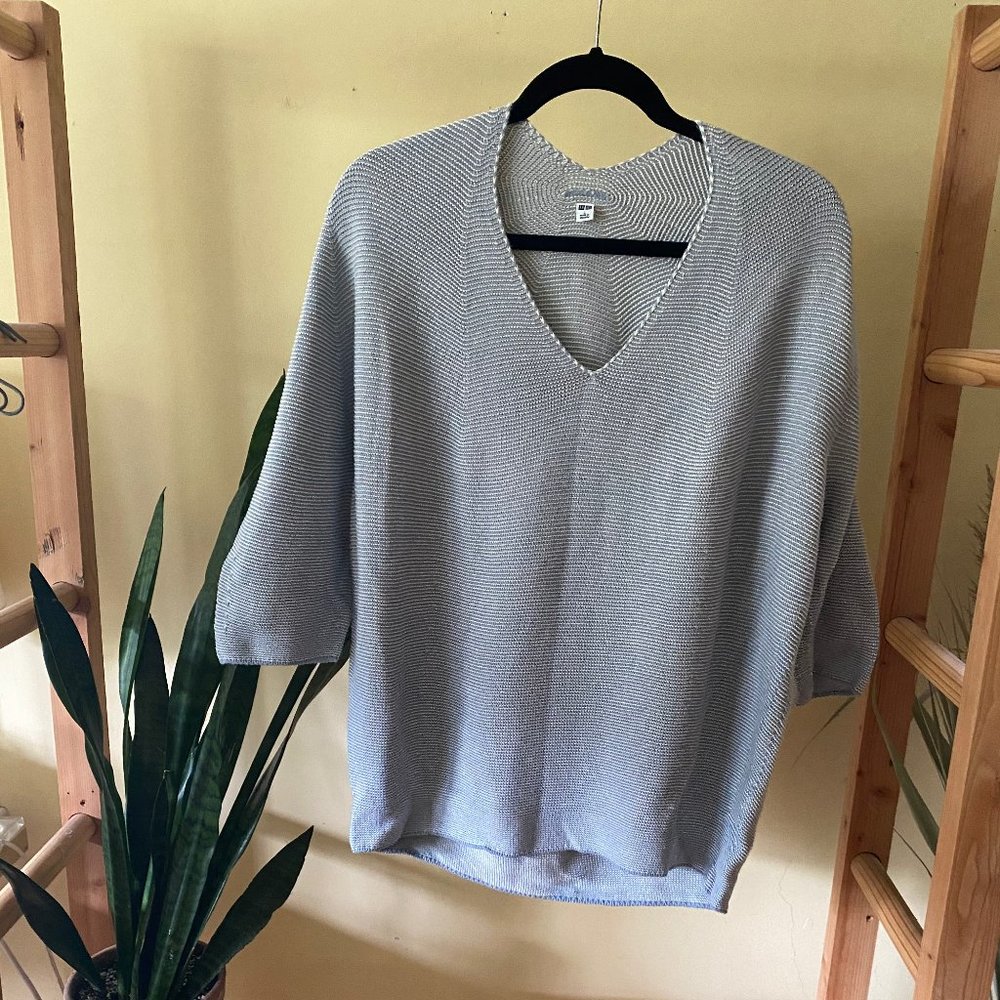 Uniqlo 3D Cotton Cocoon Sweater Baby Blue